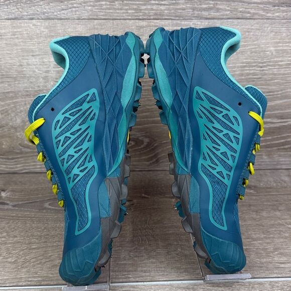 Merrell All Out Terra Ice Women’s Sz 6 Teal Lime Low Top Vibram Mountain Shoes - Picture 9 of 12